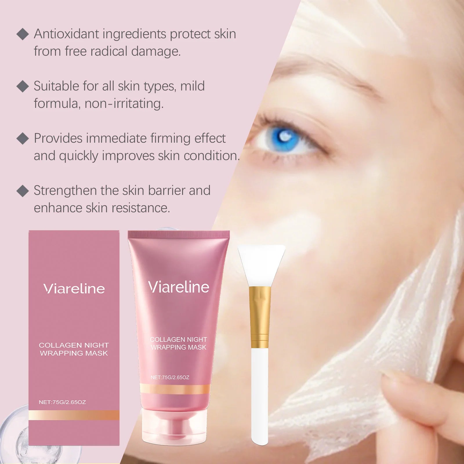 Collagen Night Peel Off Mask Cleansing Pores Deep Hydrating Reduces Facial Skin Sag Dullness Overnight Moisturize Wrapping Mask Oasis Select