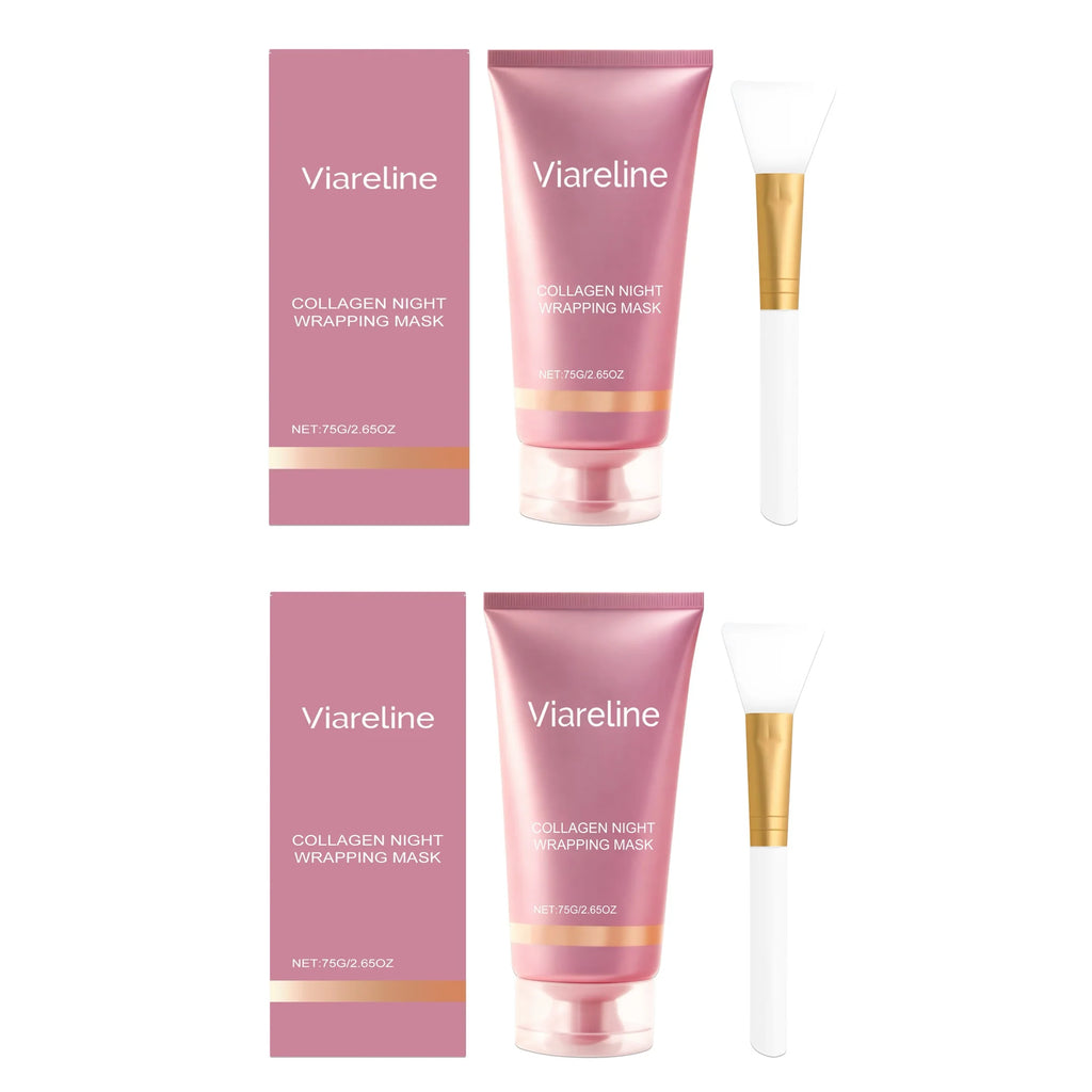 Collagen Night Peel Off Mask Cleansing Pores Deep Hydrating Reduces Facial Skin Sag Dullness Overnight Moisturize Wrapping Mask Oasis Select 2 sets boxed