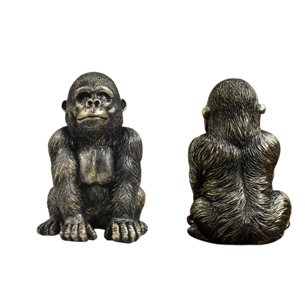 Black Gold Gorilla King Kong Statue Resin Crafts Antique Gorilla Desk Ornament Handmade Animal Figurine Living Room Bedroom Oasis Select