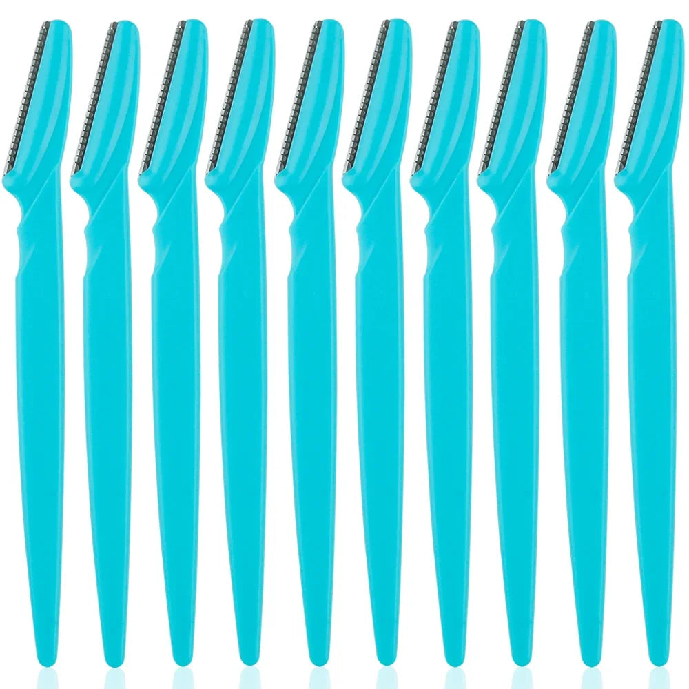 3/4/10Pcs Eyebrow Trimmer Face Blade Shaver Portable Eye Brow Epilation Hair Removal Safety Eyebrow Cutting Woman Makeup Tools Oasis Select 10Pcs Blue