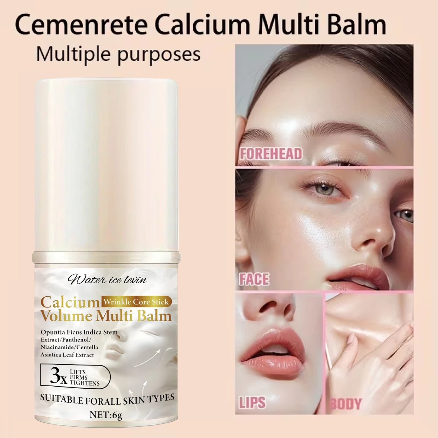 Bee Venom Neck & Facial Care Stick - Calcium Wrinkle Core & Volume Multi Balm with Collagen & Plant Extracts. Oasis Select
