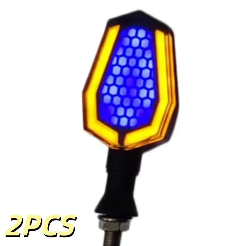 2Pcs Dual Color Skeleton Arrow Amber Flashing Blinker Indicator Motorcycle Owl Shaped LED Turn Flowing Signal Light Oasis Select A14