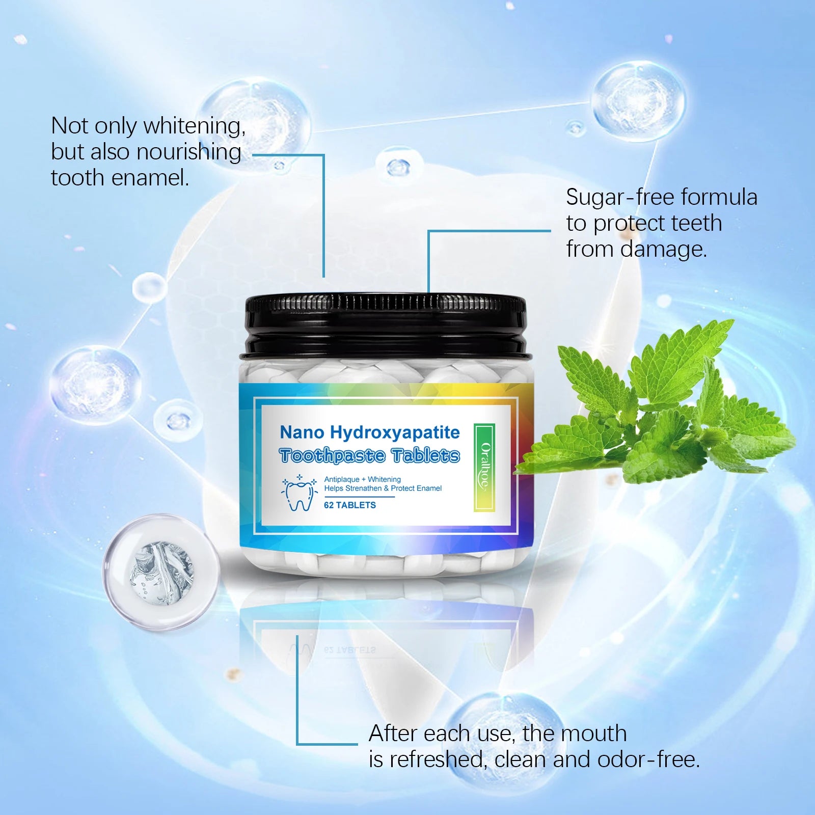 Mint Toothpaste Tablets:Portable cleaning and teeth-care toothpaste tablets for fresh breath, stain removal and odor elimination Oasis Select