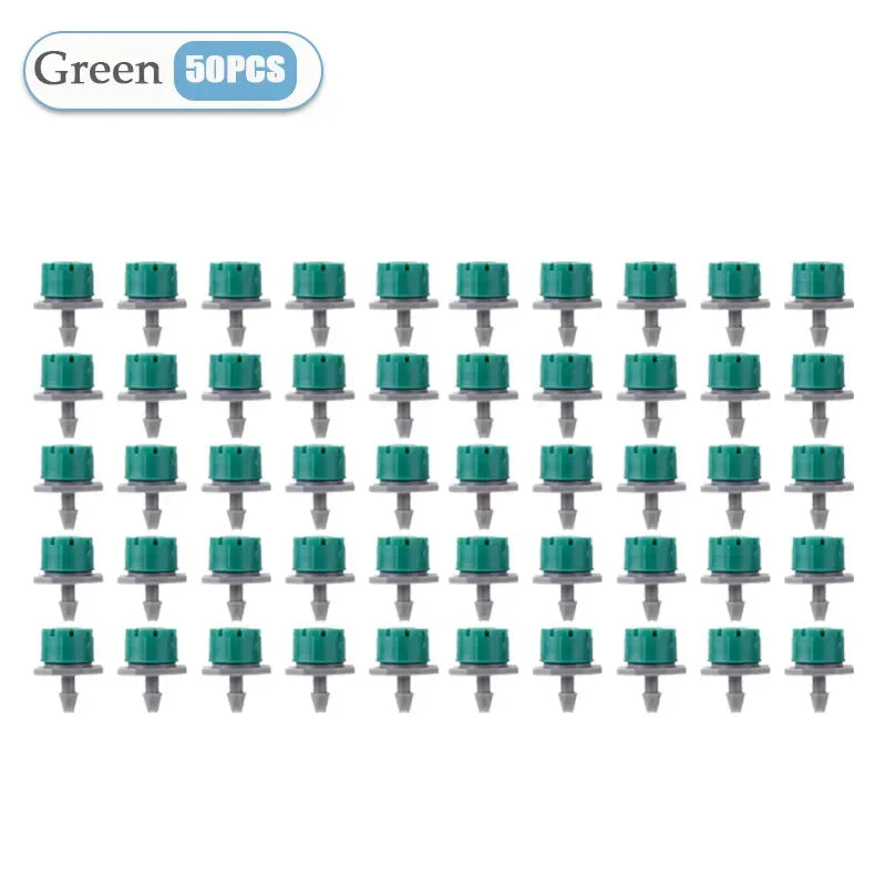 50-800PCS Adjustable 8 Hole Red Cap Drip 360 Degree Watering Adjustable for Garden Watering Pipe System Anti Clogging Dripper Oasis Select Green-50PCS