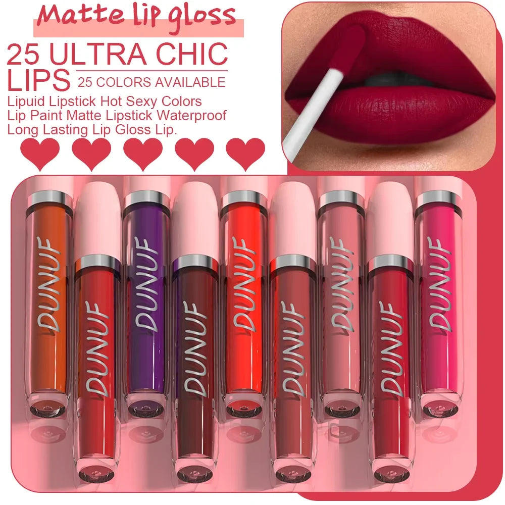 Matte Lip Gloss Lipstick, High Pigment Waterproof Velvet Long Lasting Purple Bright Red Deep Red Nude, Y2K Valentine's Day Gifts Oasis Select
