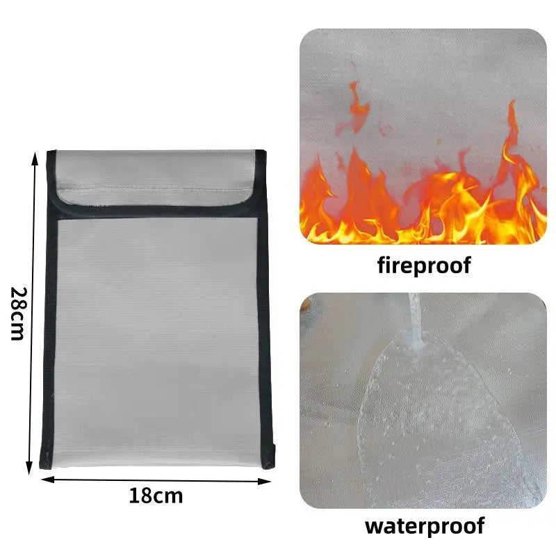 Waterproof Fireproof Document Bag Heat Resistant Large Capacity Safe Pouch for Valuables Cash Travel Emergency Home Use Oasis Select A