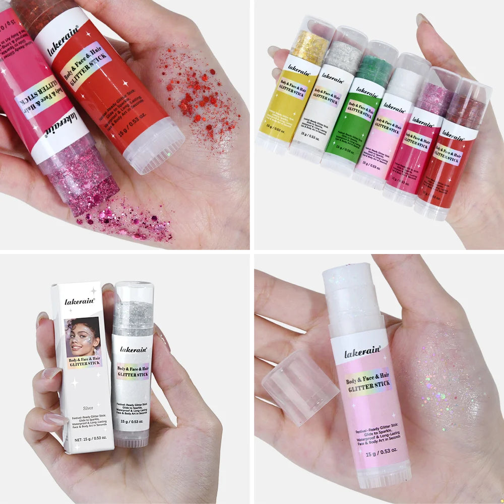 Body Shimmer Stick Glitter Glow Waterproof Long Lasting Non Sticky Smooth Rich & Dazzling Glitters Body For Festival Party Makeu Oasis Select