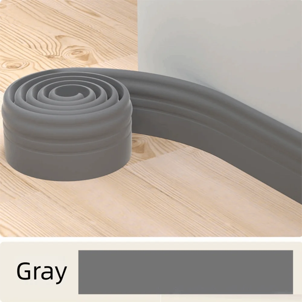 1M/Roll 3D Self Adhesive Skirting Line Wall Sticker Thickened Anti-collision Decoration Strips Living Room Bedroom Corner Line Oasis Select Grey- Width-12cm
