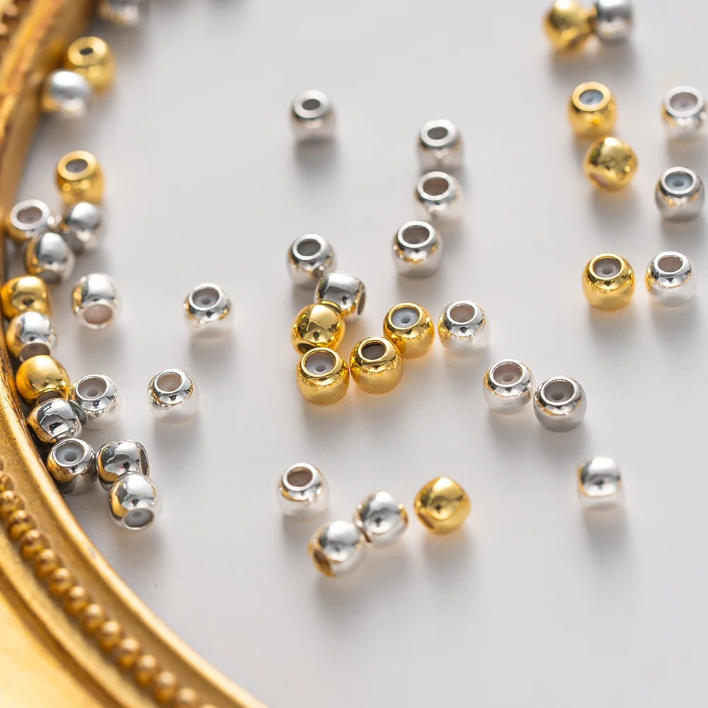 20pcs 3/4/5/6mm 18K Gold Stopper Silicone Slider Brass Beads Adjustable Positioning for DIY Jewelry Bracelet Necklace Making Oasis Select