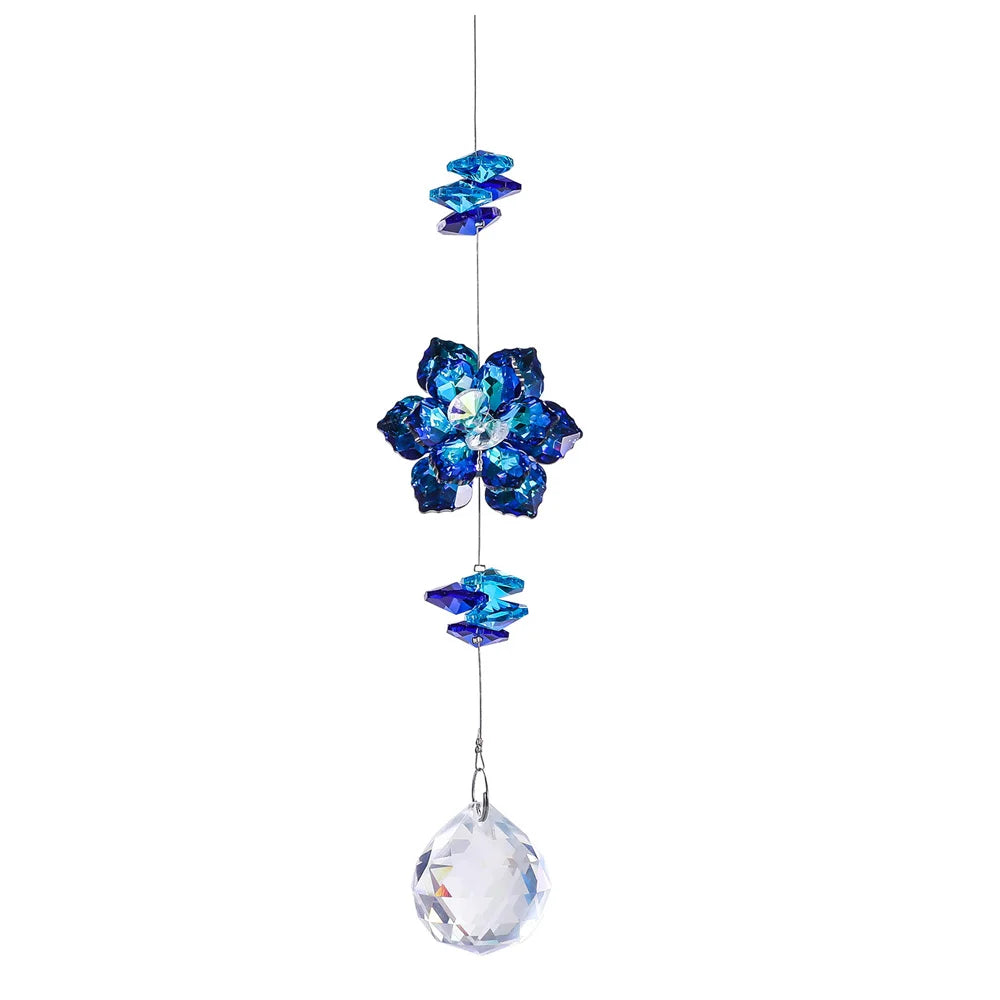 Lotus Leaf Suncatchers with Crystal Prisms Window Sun Catcher Ornament Rainbow Maker for Home Garden Rearview Mirror Charms Oasis Select blue