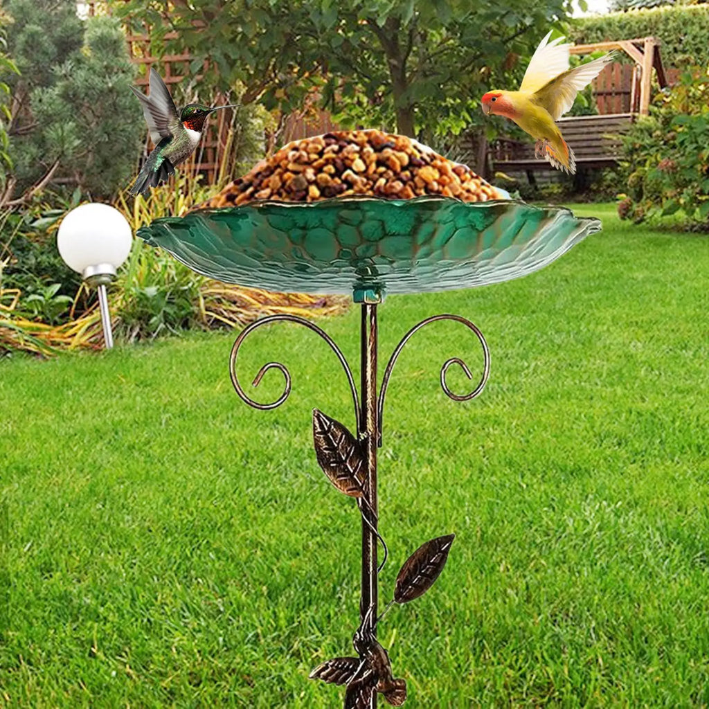 Upright bird bathing tub rust-proof sturdy and durable vintage metal bird bathing tub for gardens feeder metal bird bathing tub, Oasis Select