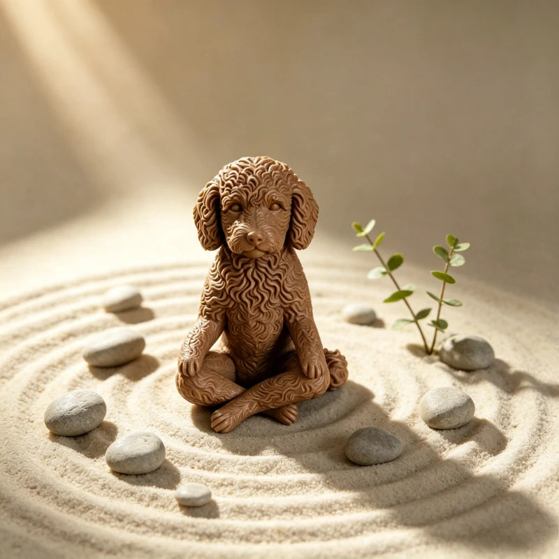 Poodle Dog Yoga Figurine Meditating Teddy Statue 3D Printing Calming Zen Ornament Decor for Pets Lovers & Meditation Yoga Spaces Oasis Select