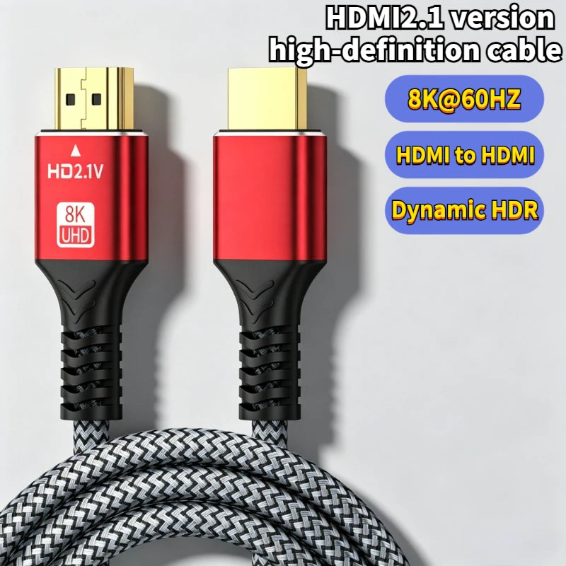 48Gbps HDMI Compatible Cable 8K 60Hz 0.5m 1m 1.5m 2m HDMI Compatible 2.1 Cable 4K 120Hz HDR 3D Effect Video For HDTV PC Oasis Select