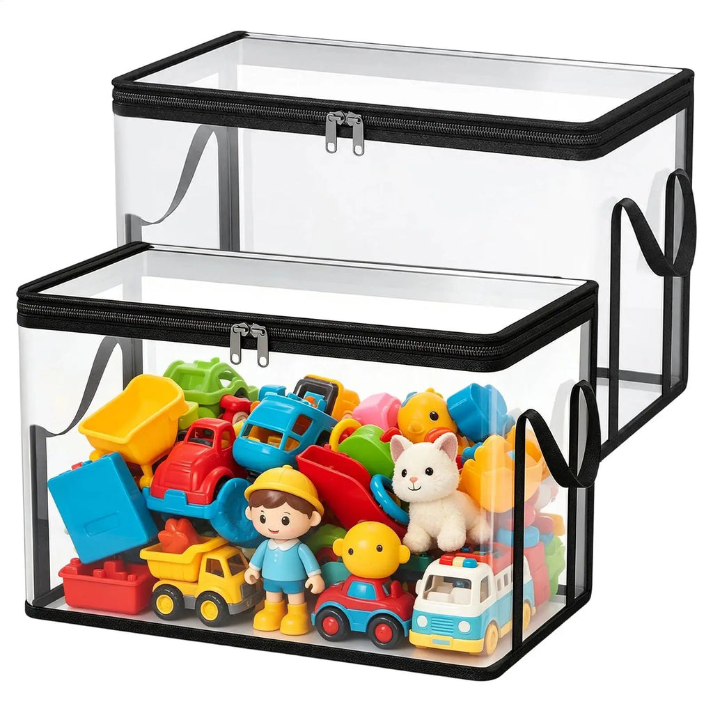 Stuffed Toy Storage Box 2-Pieces Plush Dolls Chest Bins Doll Storage Container for Living Room Playroom Study Room Balcony Oasis Select