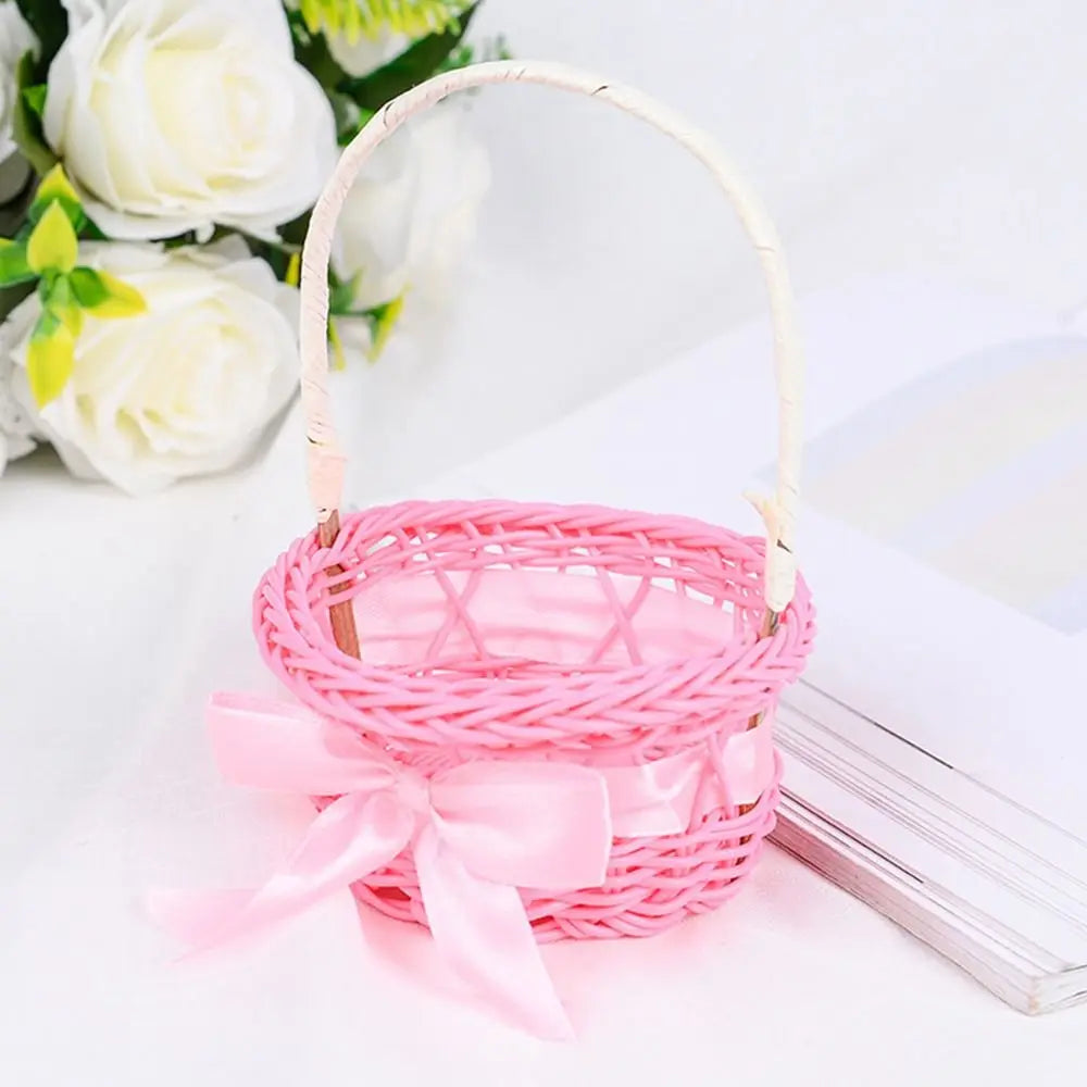 Hand-Woven Rattan Wicker Basket – 8 Colors Handheld Storage