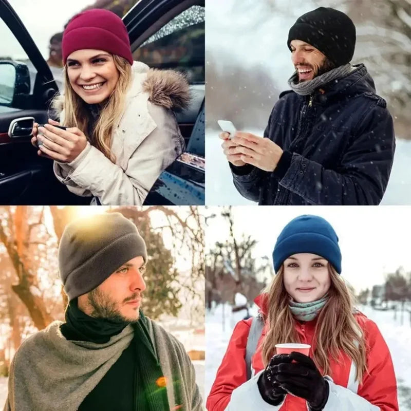 Men Polar Fleece Caps Winter Warm Outdoor Sports Skiing Cycling Cap Hat Windproof Soft Beanie Cap Women Ski Bike Hat Caps Oasis Select