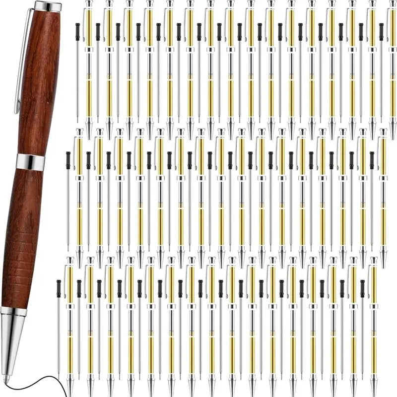 LIKE WISH 48Pcs Woodentwist Pen Kit 7Mm Slim Pen Kit Twist Pen Set With Replacement Lathe DIY Copper Pen Making Office Supplies Oasis Select Silver