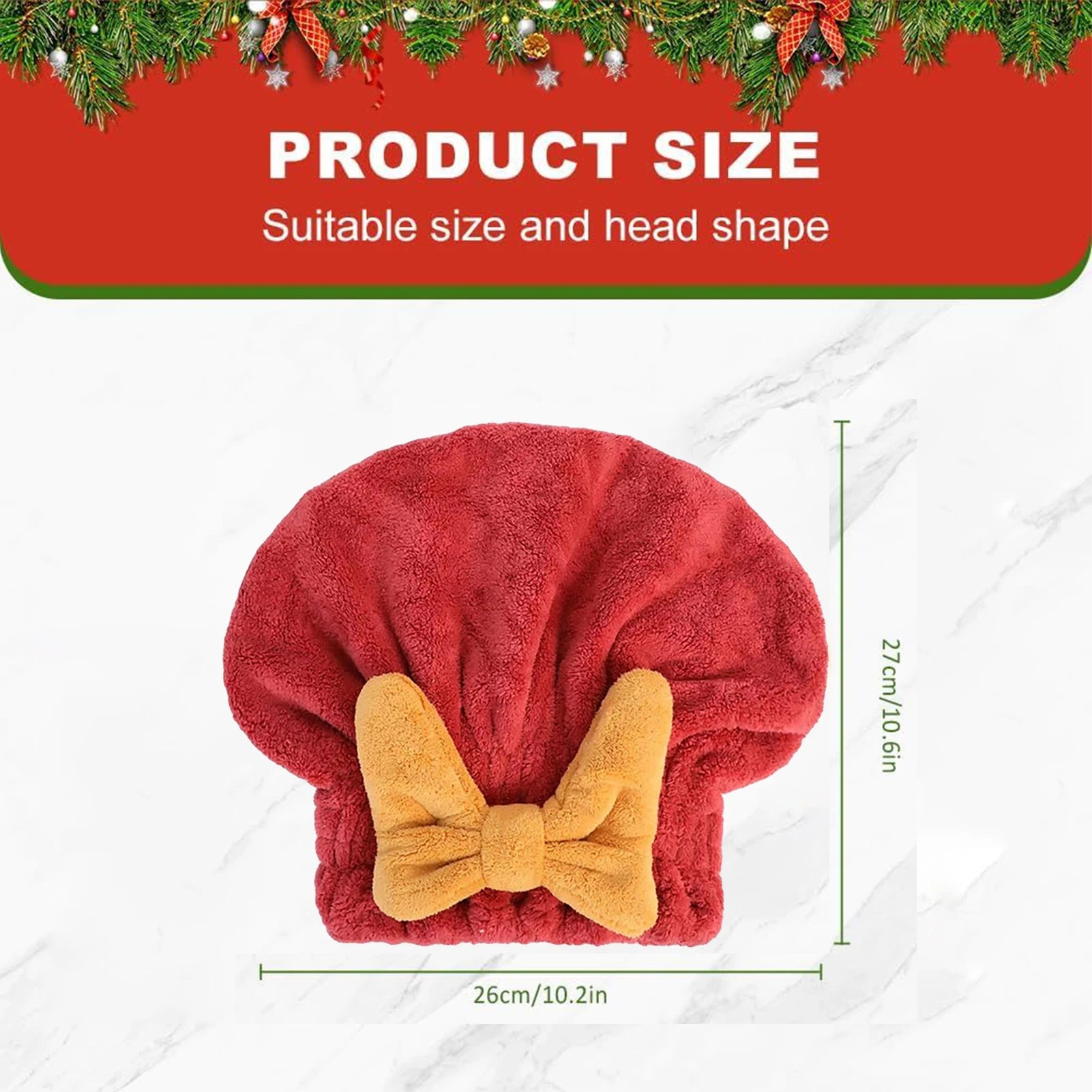 Microfiber Hair Drying Towels Head Wrap with Bow-Knot Shower Cap Hair Turban HairWrap Bath Cap for Curly Long Wet Hair Gift Oasis Select 1PC Red