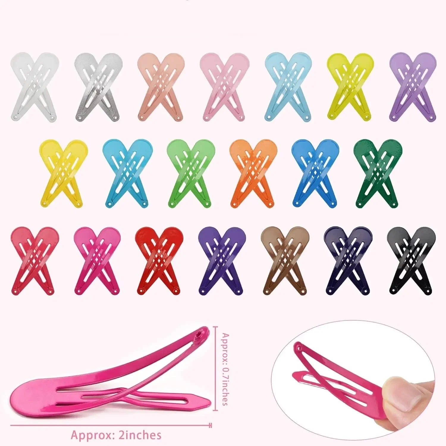 50 PCS Snap Hair Clips – No-Slip Textured Alloy Grip, Candy & Pastel Glossy Colors for Everyday Styling Oasis Select