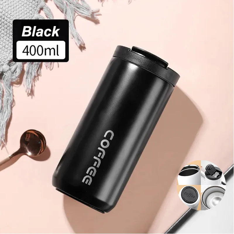 Stainless Steel Coffee Thermos Bottle Thermal Mug Leakproof Car Vacuum Flasks Coffee Cup Travel Portable Insulated Bottles Oasis Select black <500ml