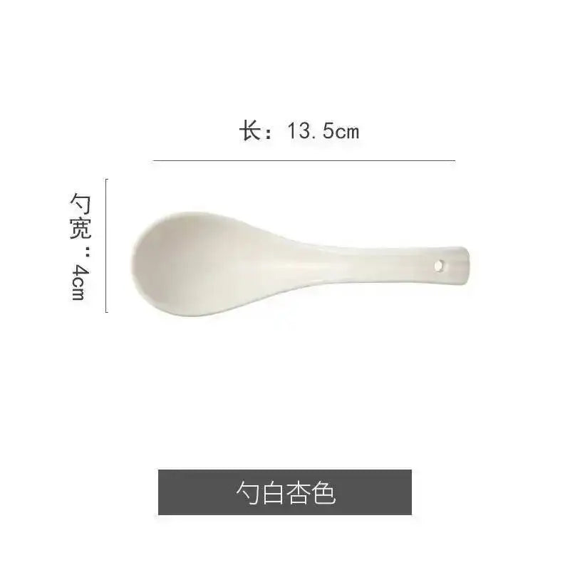 Ceramic Soup Spoon Soup noodles rice Spoon For Daily Use Kitchen Tablewear Oasis Select Spoon-white Apricot
