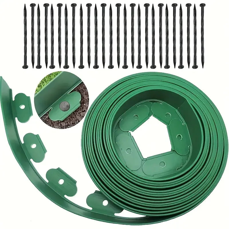10M L Shaped Lawn Edging Heavy Duty Landscape Border for Grass Gravel Separation Pavement Edge Restraint DIY Garden Barrier Oasis Select
