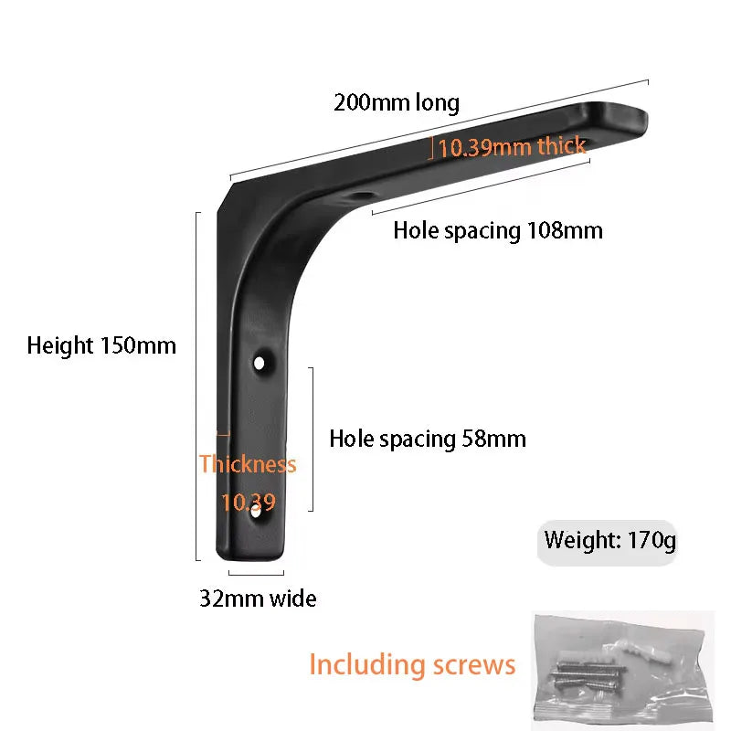 Floating Shelf Brackets Black and White Shelves for Shelves Wall Storage Kitchen Stand Bracket Support Hardware Home Improvement Oasis Select black-B 4pcs