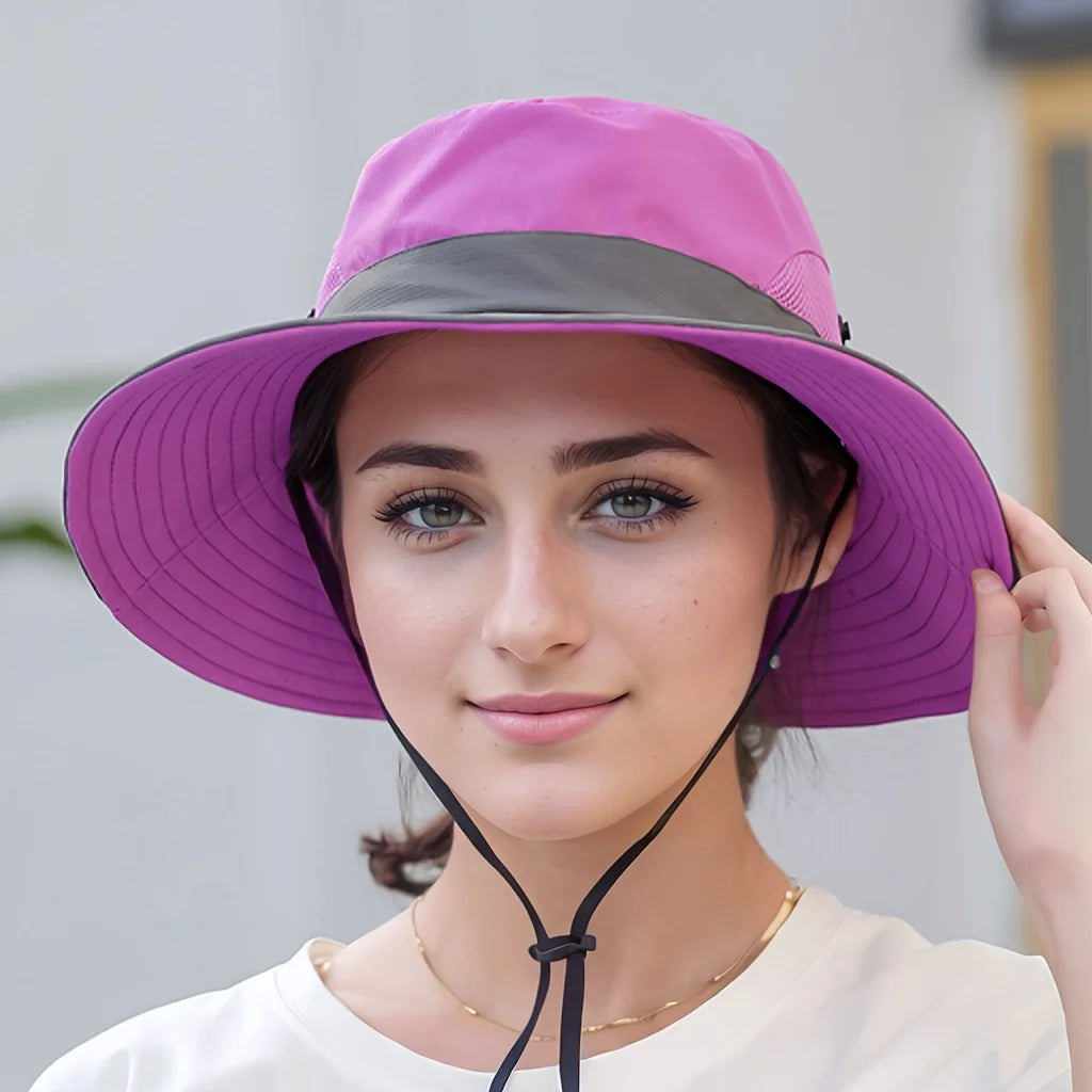 Women's Dual-Tone Sun Hat with Ponytail Hole - Breathable Mesh Waterproof Wide Brim for Beach & Fishing for Spring, Summer Oasis Select
