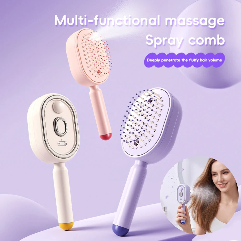 New Electric Spray Air Cushions Massage Comb Anti-static Self-cleaning Steam Essential Oil Brush Vibration Scalp Massager Combs Oasis Select