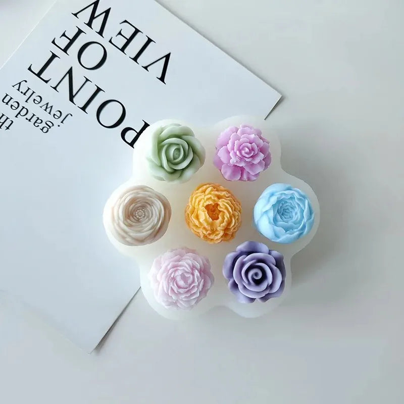 Mini Rose Flower Silicone Candle Mold 3D Succulent Cactus Flower Chocolate Fudge Pastry Baking Mold DIY Candle Soap Crafts Oasis Select