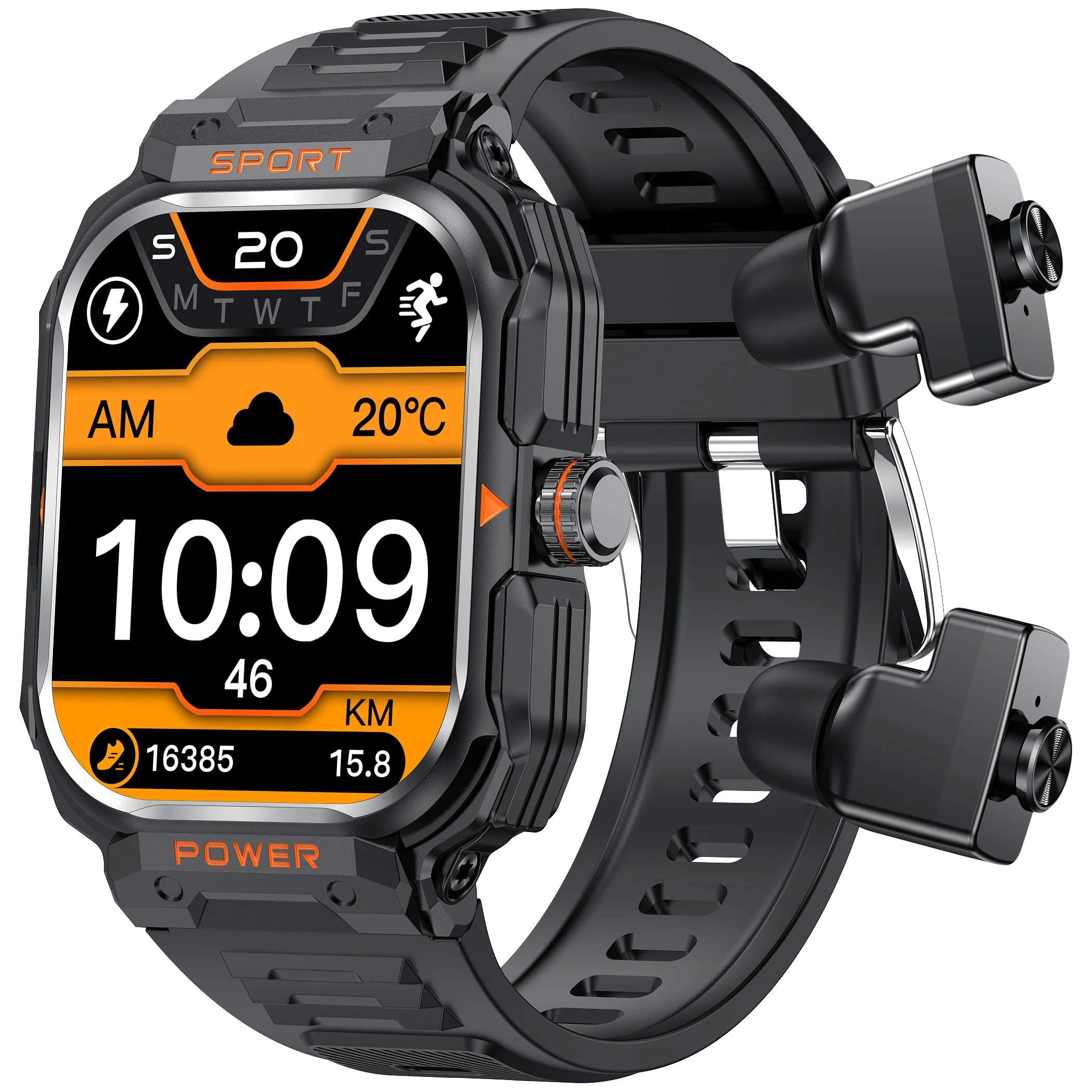 2-in-1 Smartwatch & Headphones 2.01" HD NFC Bluetooth 5.2