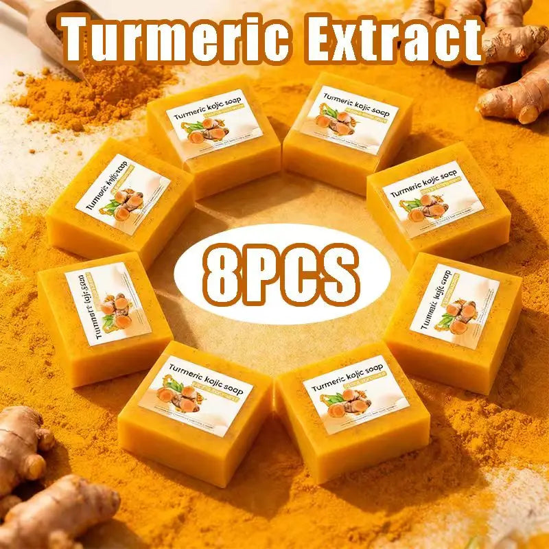 8Psc Turmeric Lemon Koji Acid Soap, Family Soap, Three-in-One Effect, Gentle Cleansing and Makeup Oasis Select
