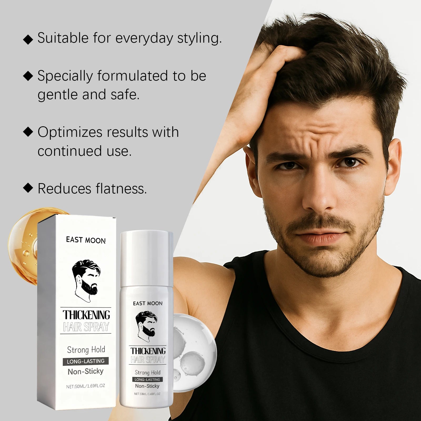 Men's Hair Styling and Setting Hair Spray Volumizing Softening Reduces Dryness Refreshing Adds Fullness Hair Setting Spray Oasis Select