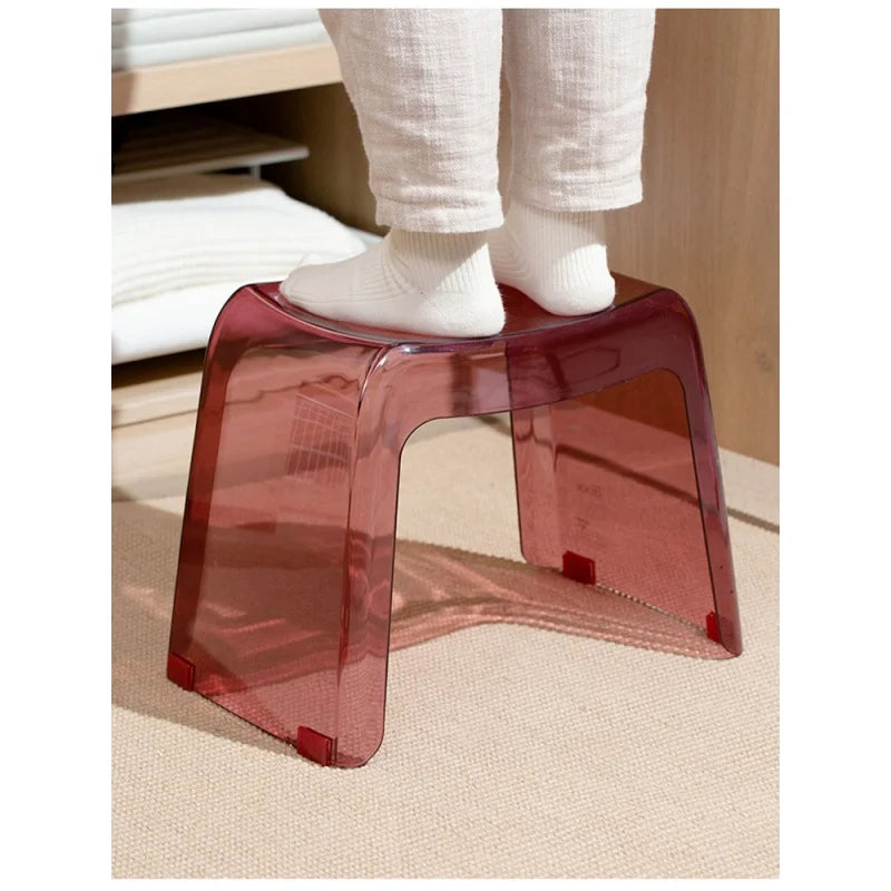 Bathroom Stool Home Furniture Transparent PCTG Plastic Shoe Stool Designer Antiskid Elderly Shower Bath Chair Seat For Adults Oasis Select