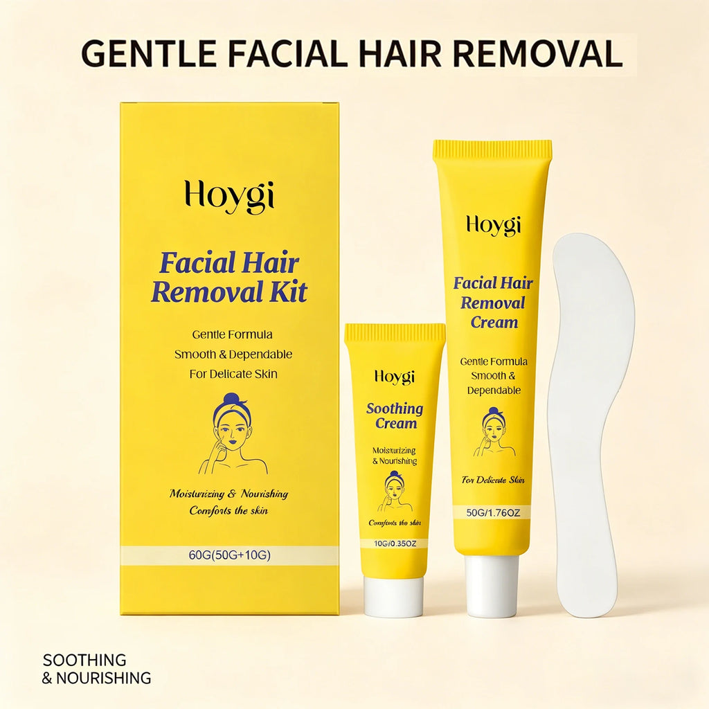 Facial Hair Removal Cream Kit for Women Upper Lip Chin Removes Fine Hair Gentle Depilatory Sensitive Skin Shea Butter 60g Oasis Select