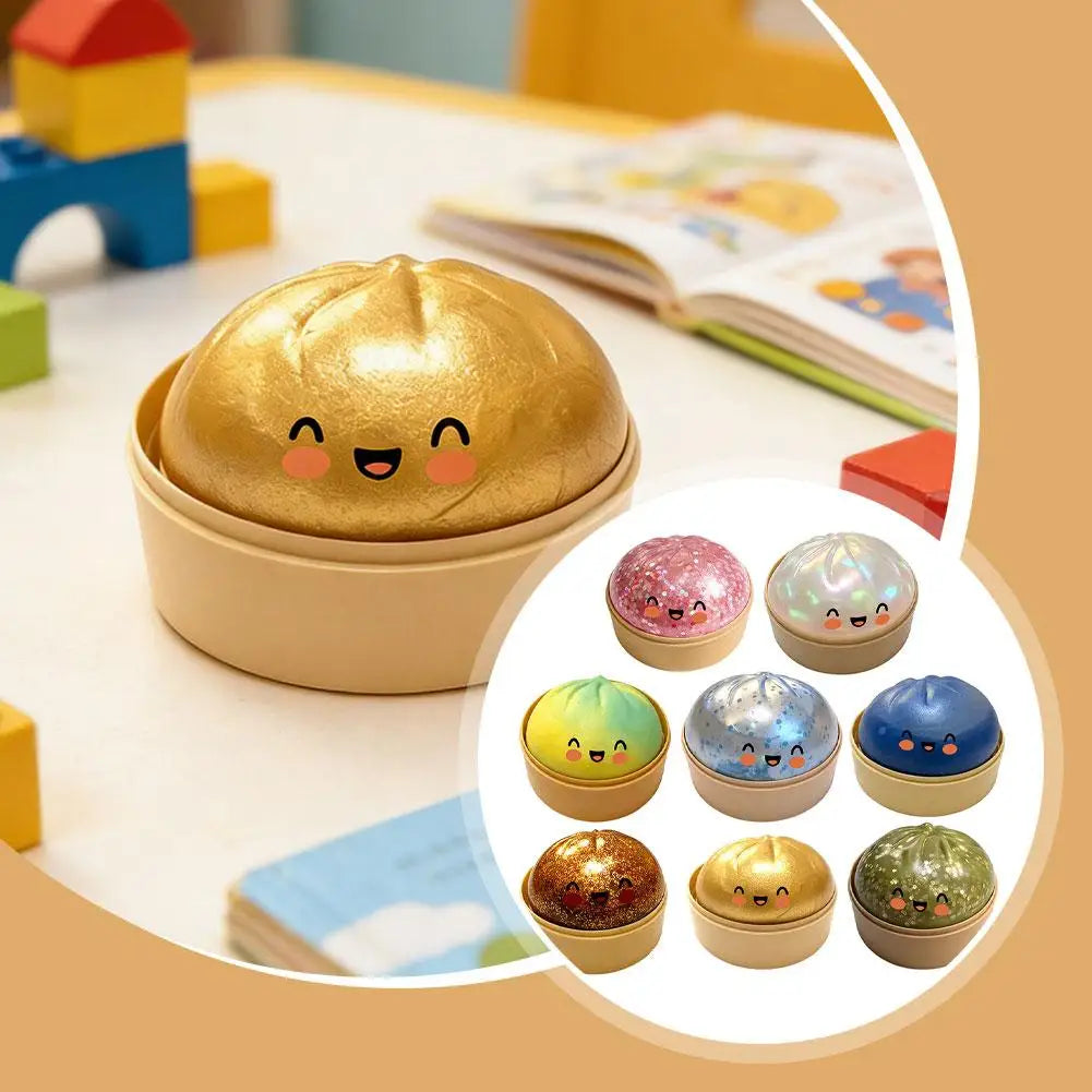 Shiny Flash Simulation Dumpling Bun Toy Pressure Ball, Slow Rebound Soft Pinch Decompression Toy, for Kids Adults Birthday Gifts Oasis Select