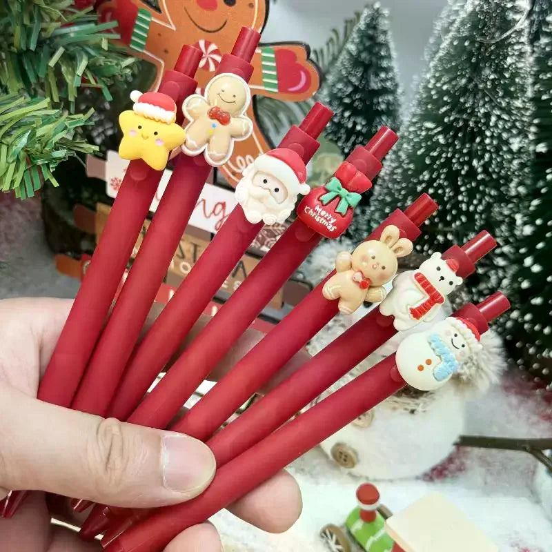 5Pcs Christmas Gel Pen Student Prizes Cartoon Christmas Tree Santa Claus Snowman Gel Pen Creative Student Stationery Gift Oasis Select