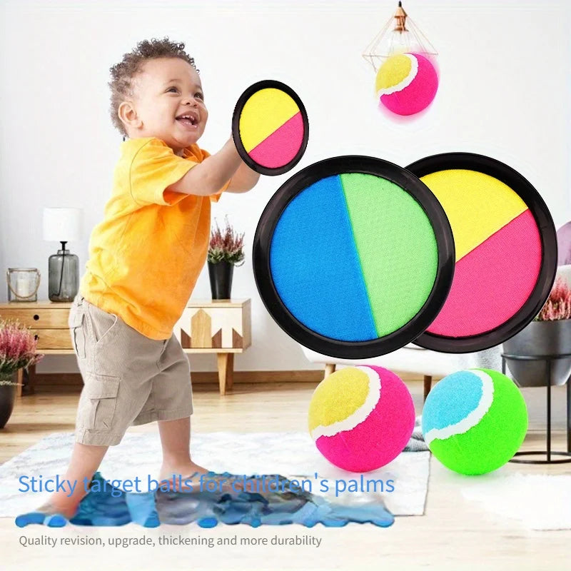 1Set Kids Sucker Sticky Ball Toy Outdoor Sports Catch Ball Game Set Throw And Catch Parent-Child Interactive Outdoor Toys Oasis Select