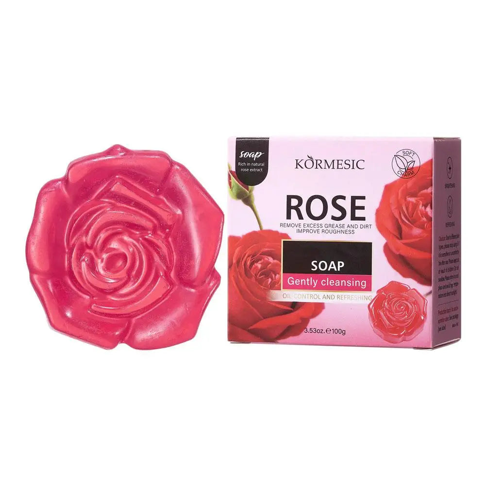 Body odor Cleansing Rose Soap Bar Body Care Face Wash Exfoliating Whitening Soap Fruit Handmade Shower Soap Oasis Select red