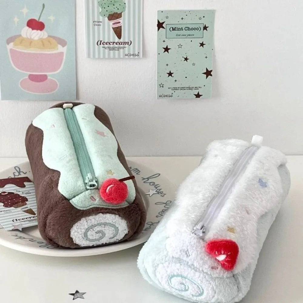 Plush Pencil Case, Cute Stationery Bag, Plush High-value Student Large Capacity Stationery Box Oasis Select
