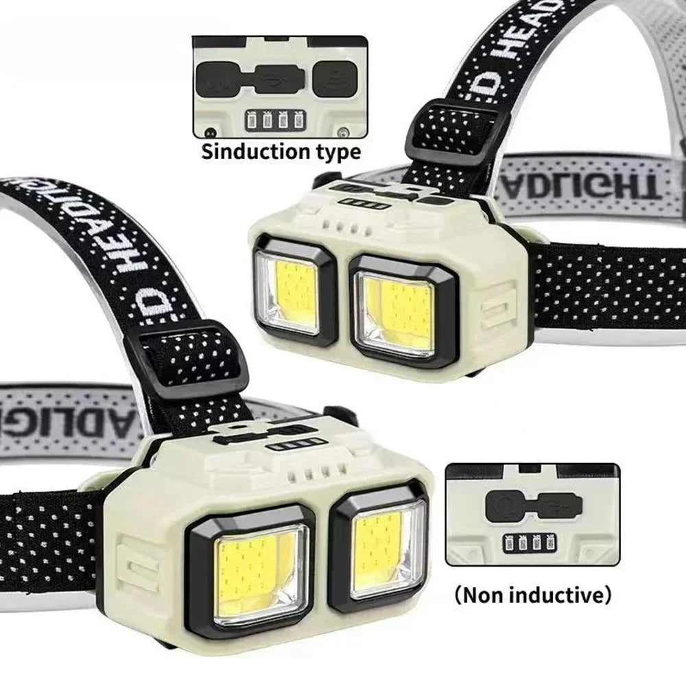 Powerful LED Induction Headlamp 4 Lighting Modes Type-C Charge Head Flashlight Outdoor Waterproof Camping Fishing Headlight Oasis Select