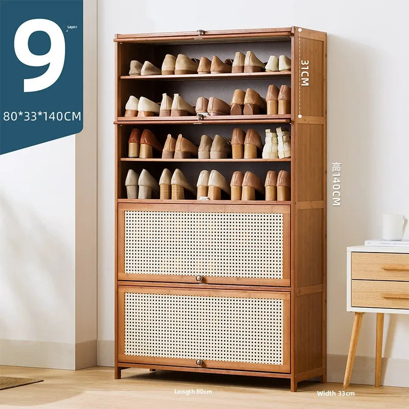 Imitation rattan woven shoe cabinet, simple shoe rack at the door of the home, economical storage, multi-layer dust-proof Oasis Select Nine floors 80 long
