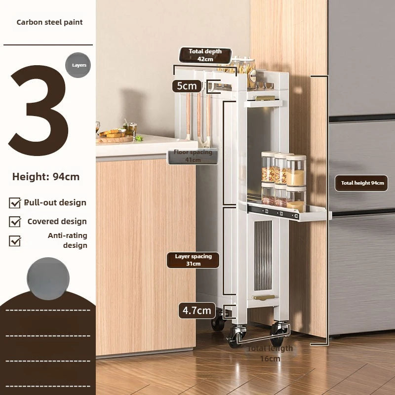 Drawable Kitchen Crevice Storage Cabinet Multi-layer Ultra Narrow