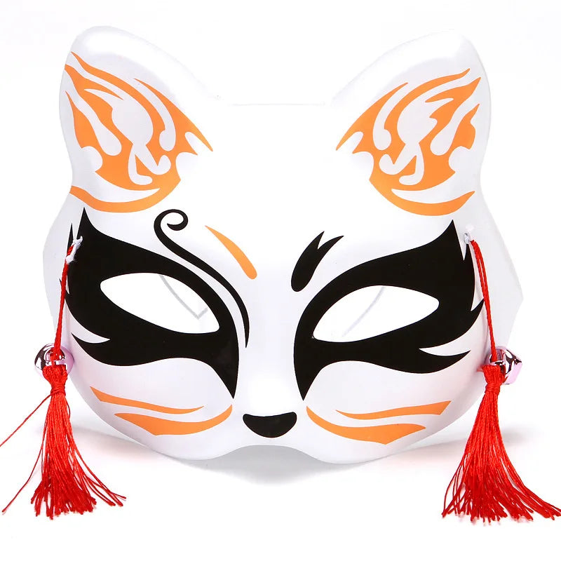 Foxes Mask Japanese Cosplay Rave Hand-Painted Anime Demon Slayer Half Face Cat Masks Masquerade Festival Party Cosplay Props Oasis Select 18