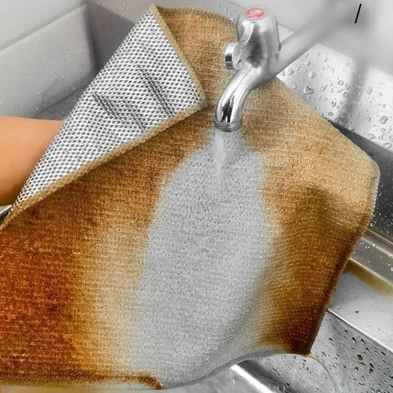 Kitchen Teel Wire Cleaning Cloths Double Sided Thickened Metal Silver Wires Rags Kitchen Dish Pot Washing Cloth Towel Clean Tool Oasis Select