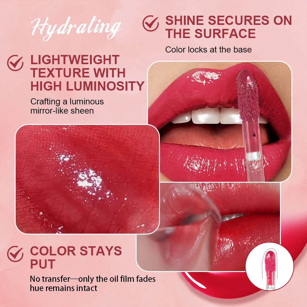 Mirror Lip Glow Tint Long-wearing Hydration Moisturizing Juicy Lip Gloss Non-sticky Color Stays Put Lips Care Plumping Gloss Oil Oasis Select