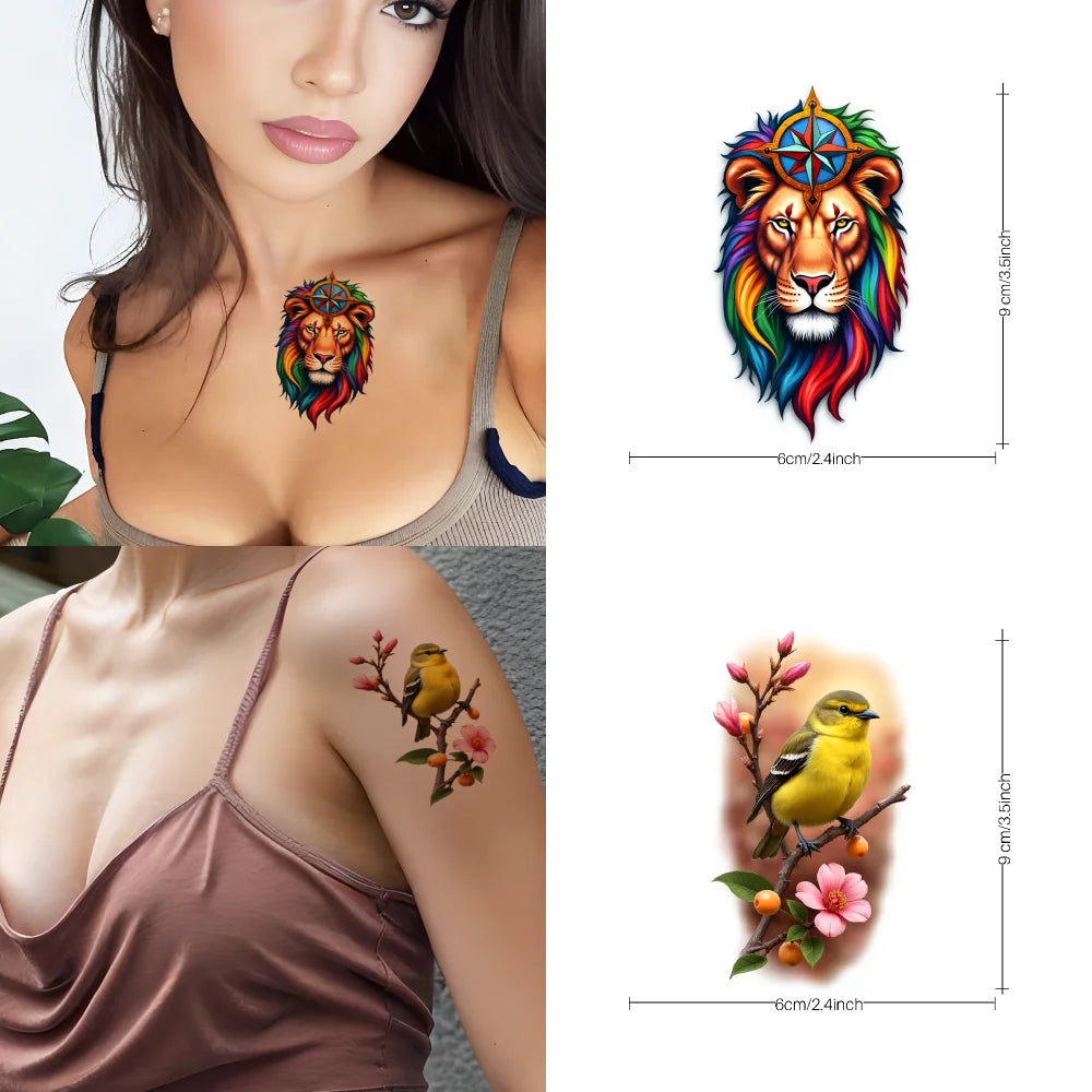 9-Piece Waterproof Temporary Tattoo Stickers – Wolf & Bear