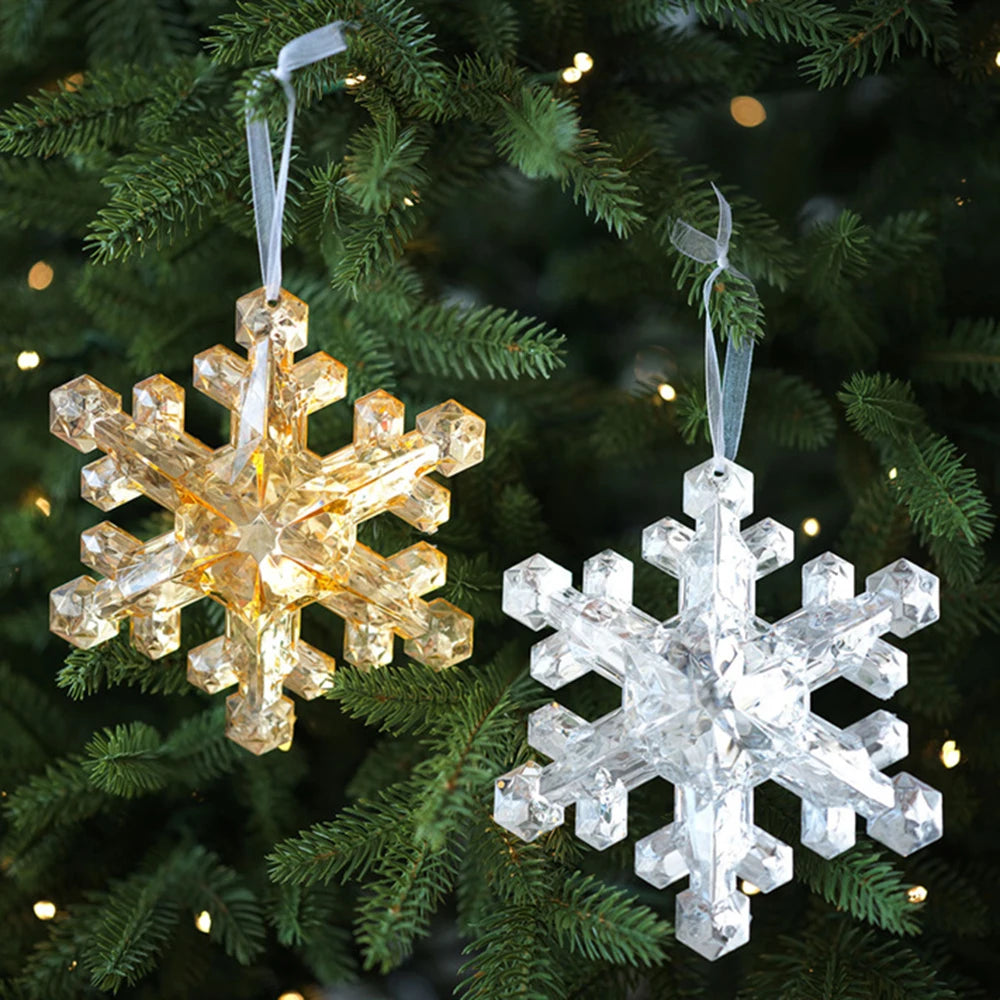 Translucent Snowflake Pendant Plastic Snowflake Shape Charm Christmas Tree Ornament Christmas New Year Atmosphere Decoration Oasis Select