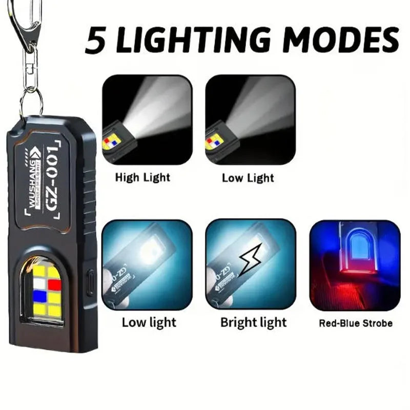 Mini COB LED Keychain Flashlight | USB-C Rechargeable, IPX6