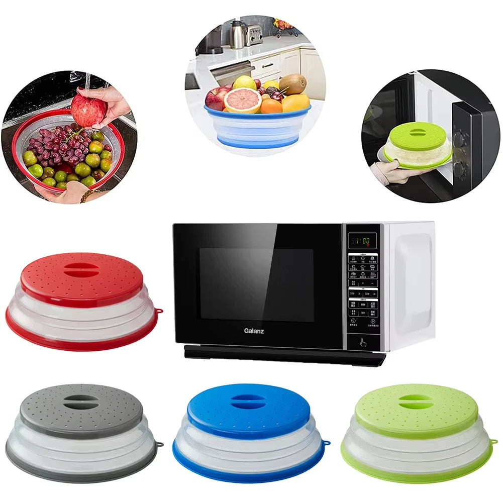 10.2 Inch Microwave Plate Cover 2 in 1 Cover As Splatter Guard Collapsible Lid for Plate Dish Bowl Multi-Purpose Kitchen Gadget Oasis Select